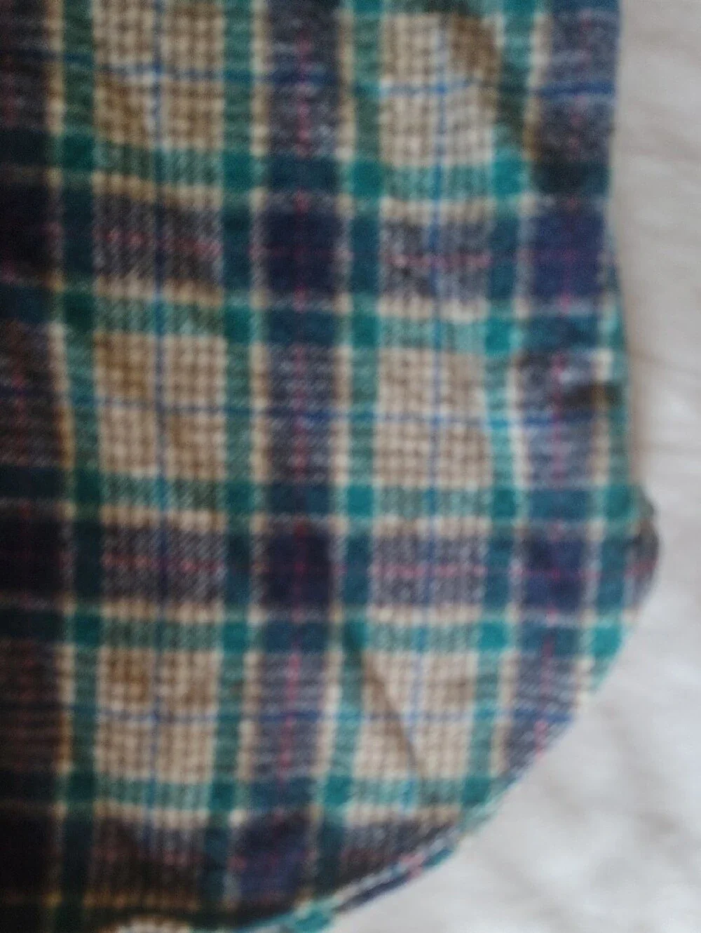 Boys XL Vintage Pendleton Green & Purple Plaid Shirt 100% Virgin Wool
